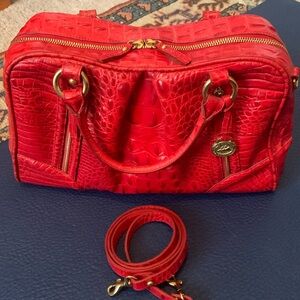 Brahmin red crocodile satchel bag with strap c.2008